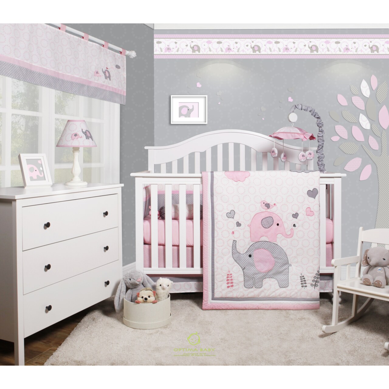 Pink grey cot bedding hotsell